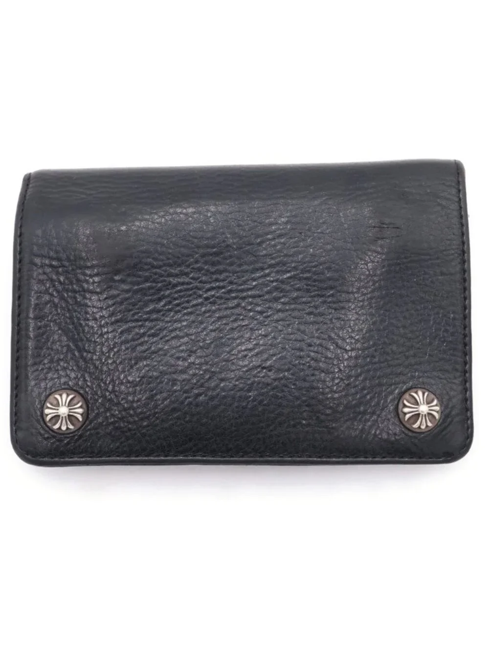Chrome Hearts Cross Ball Button Leather Wallet Black